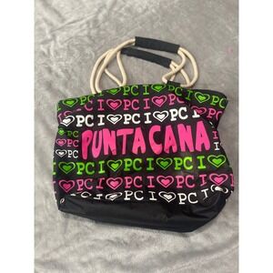 Punta Cana Souvenir Tote Bag Travel Beach Pool‎ I Love PC Black Pink Green